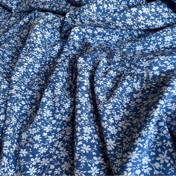 Blue & White Floral V-neck Short Sleeve Maxi Dress Plus Size 3XL - Picture 7 of 11